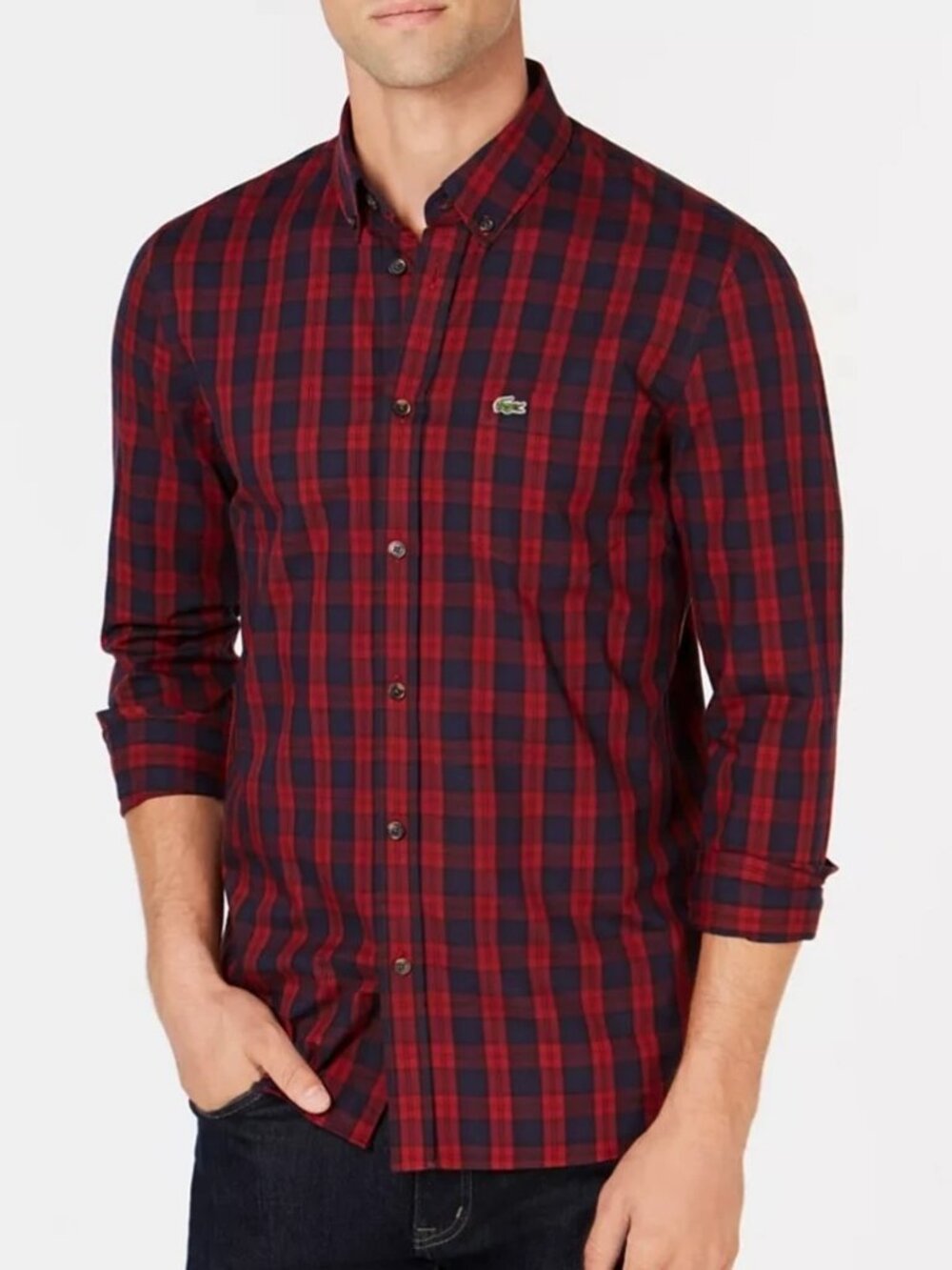 LACOSTE men's plaid shirt medium LIKE NEW
